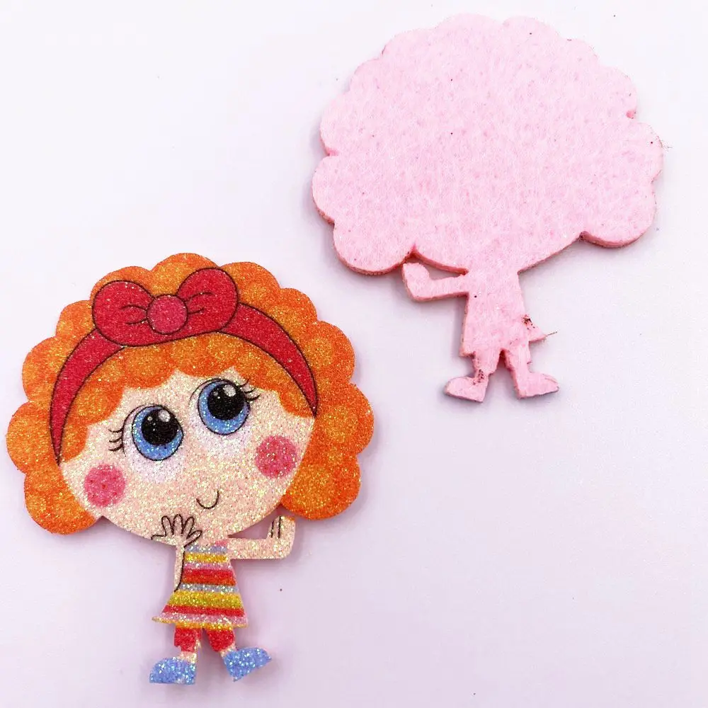 10szt Glitter Felt Fabric Nonwovens Rainbow Girl Applique Wedding DIY Sewing Patch Supplies Headwear Bow Accessories Craft