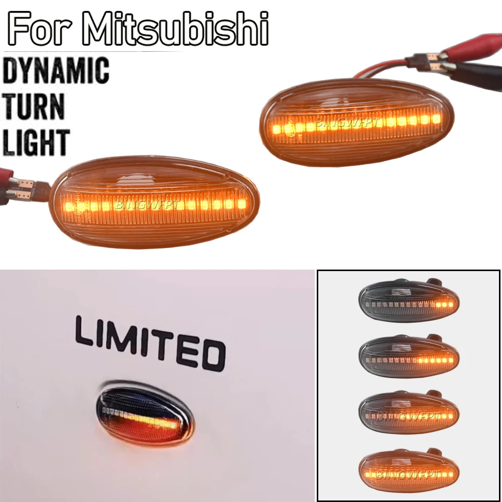 2x LED Turn Signal Lamps Dynamic Side Marker Lights For Mitsubishi Lancer 8 Montero 3 Pajero 3 Outlander 1 Delica 4 i Miev Space