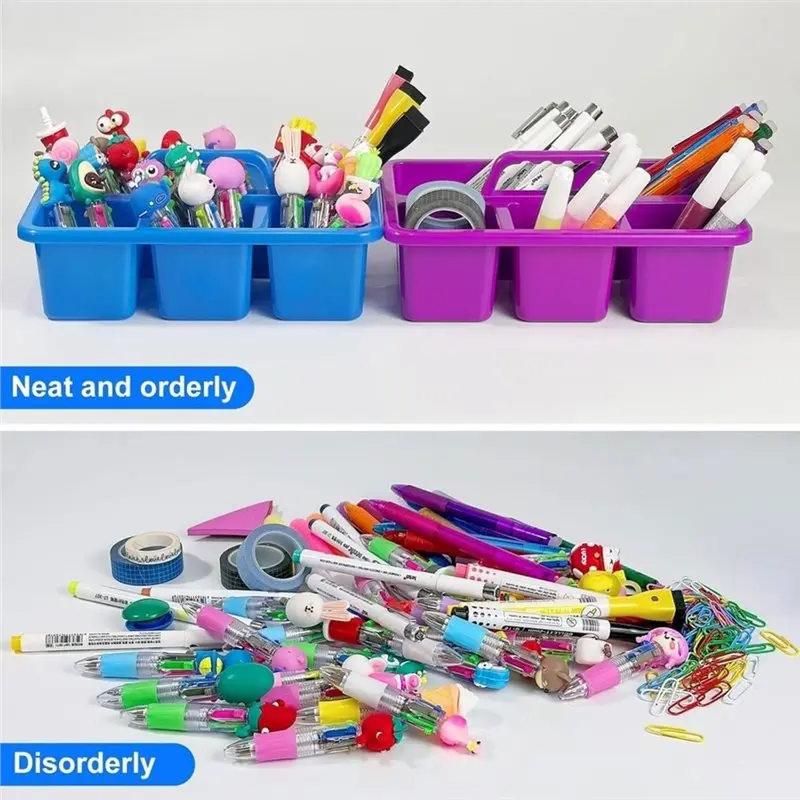 AT82-6PC Classroom Caddy, 5 Compartment With Handle Small Caddy, For Pencil, Crayon, Marker, Home