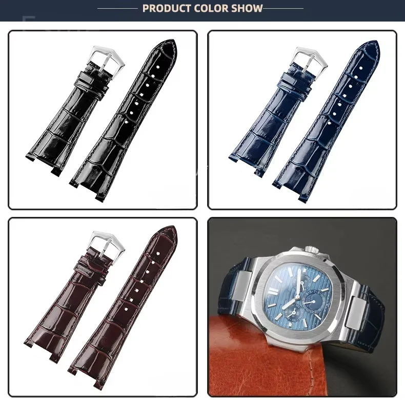 Für Patek Philippe Nautilus Serie 5711 5712 5980, wasserdichtes Rindsleder-Uhrenarmband aus echtem Leder mit Stahlverbindung, 25 mm – Detail 3