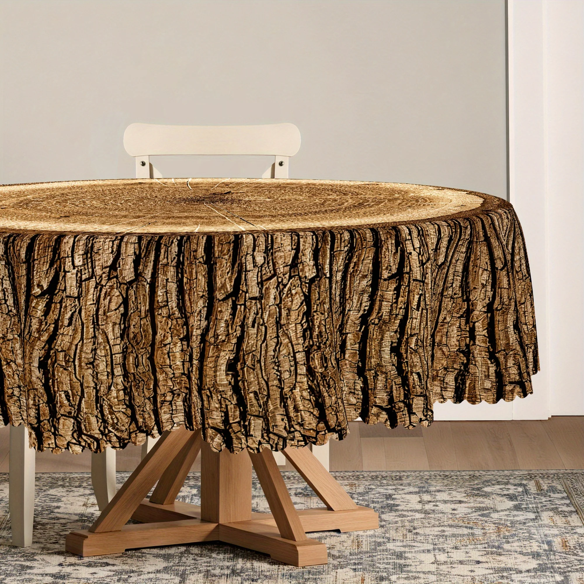 1 vintage stump-themed tablecloth with rustic farmhouse style and wood grain design - perfect for Thanksgiving, Christmas