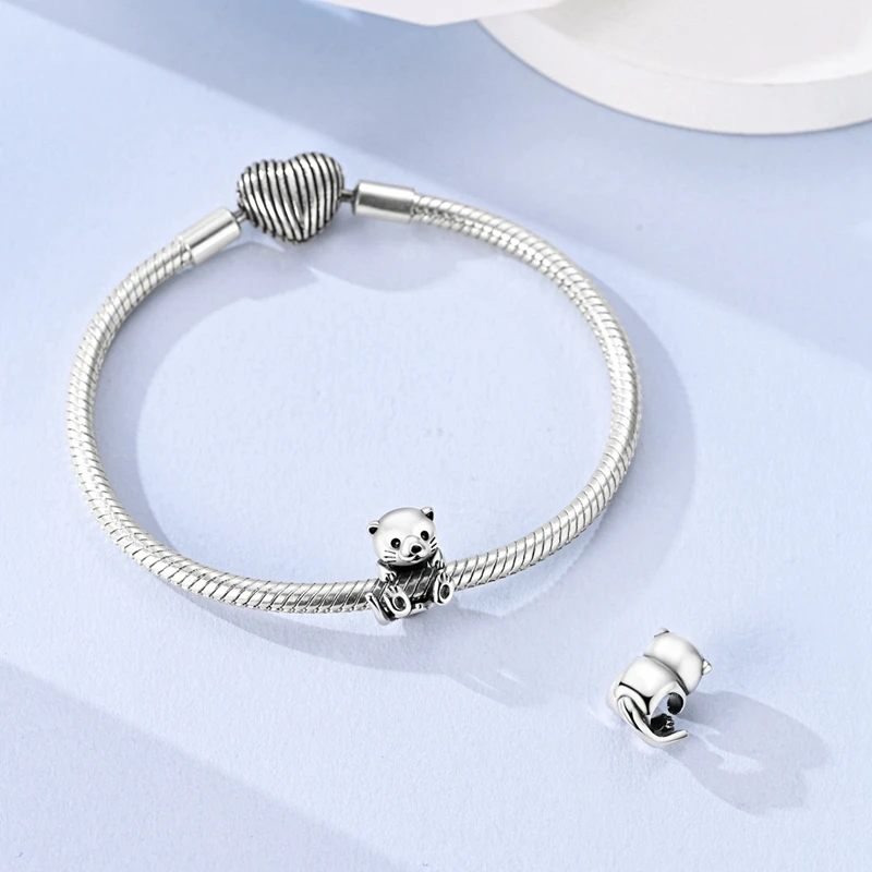 New 925 Sterling Silver Otter Bead Charms String Decoration Fit 3mm Original Bracelet DIY Women Exquisite Birthday Jewelry Gifts