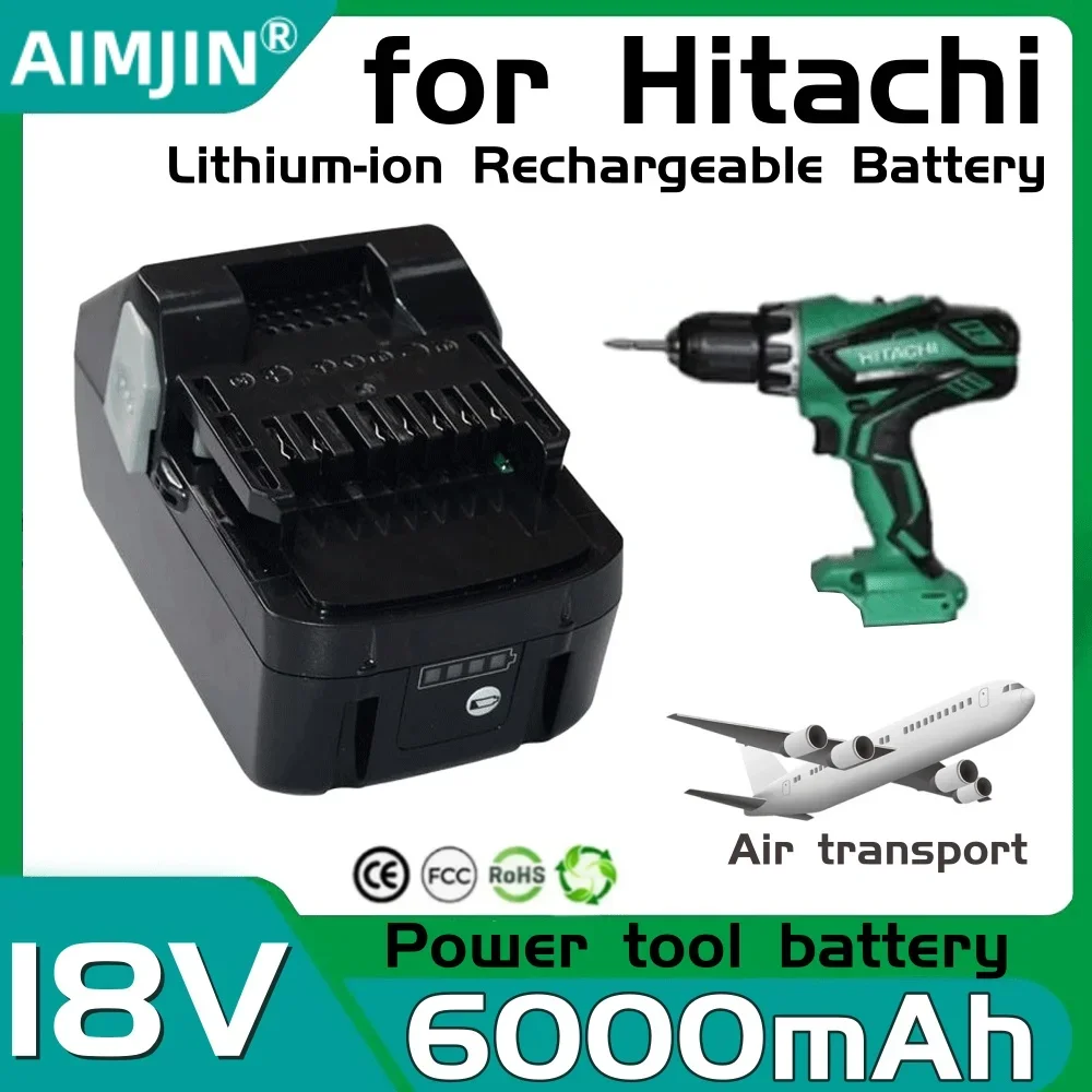 Upgraded 6000mAh 18V Battery for Hitachi 18-Volt Tools BSL 1830C, 330139 330557