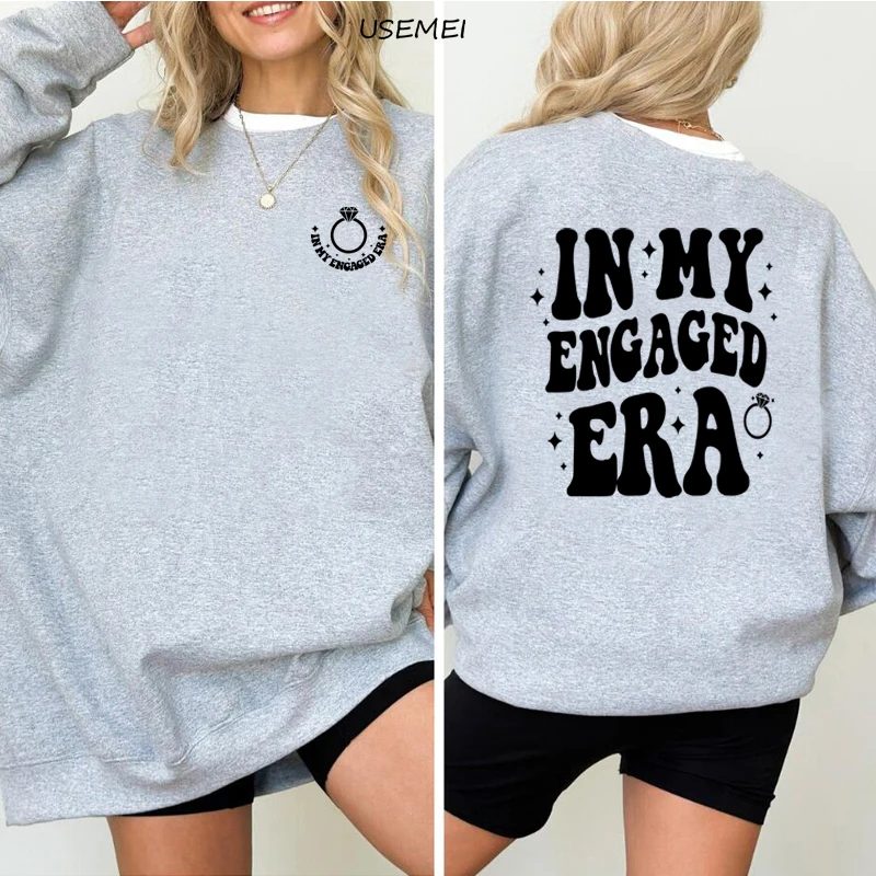 In My Engaged Era-Sudadera con cuello redondo para mujer, jersey de novia nupcial, sudadera de compromiso