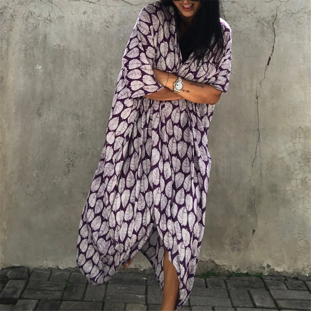 7-farbiges Blättermuster mit Gürtel, halblange Tunika, Strandkleid, Strandmode, Damen V4511 – Detail 17