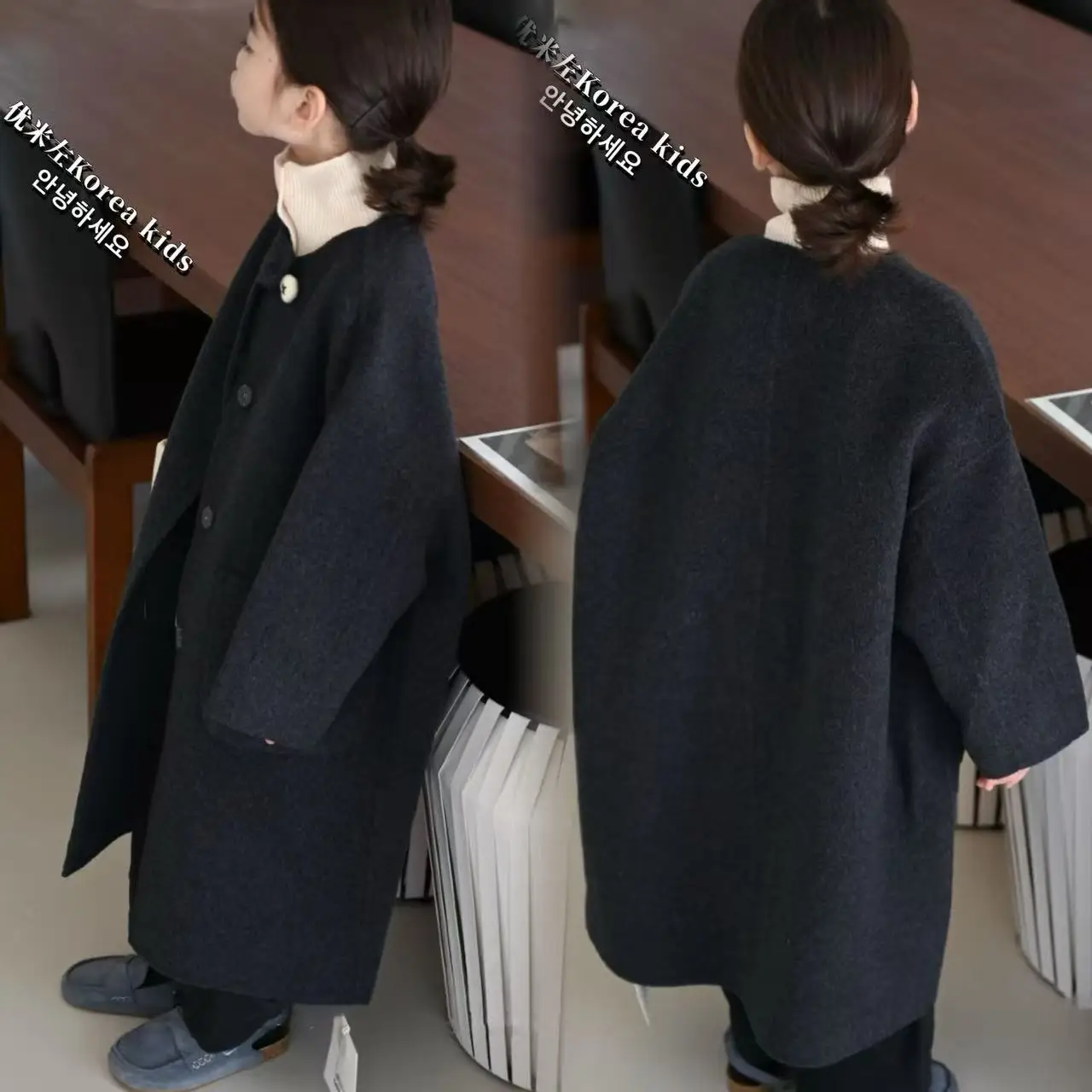 

Children's Double-sided Coat 2026 New Korean Version Autumn and Winter Long Woolen Coat for Boys and Girls