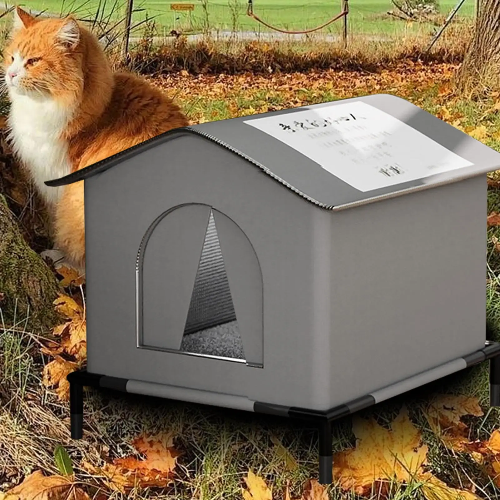 

All-Weather Outdoor Cat House Insulated Winter Warm Shelter With Waterproof Elevated Base For Feral Stray Cats And Small Dogs