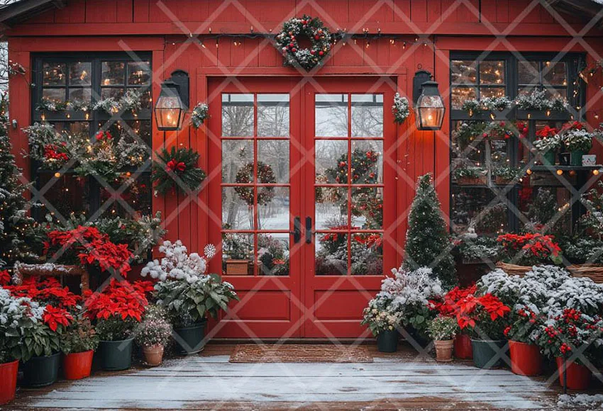 Mehofond التصوير خلفية الشتاء عيد الميلاد الأحمر الخشب نافذة الباب شجرة عيد الميلاد الاطفال الأسرة صورة ديكور خلفية استوديو الصور