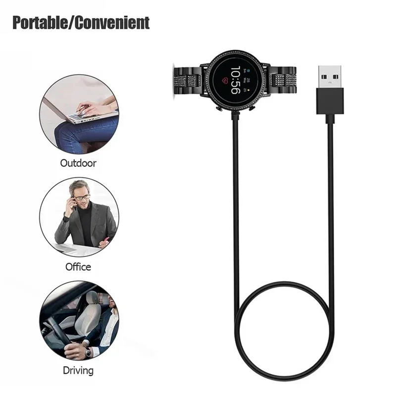 1M USB Magnetic Fast Charger Dock For Fossil Gen 6 Gen 4/Gen 5 Smart Watch Accessories Charging Cable