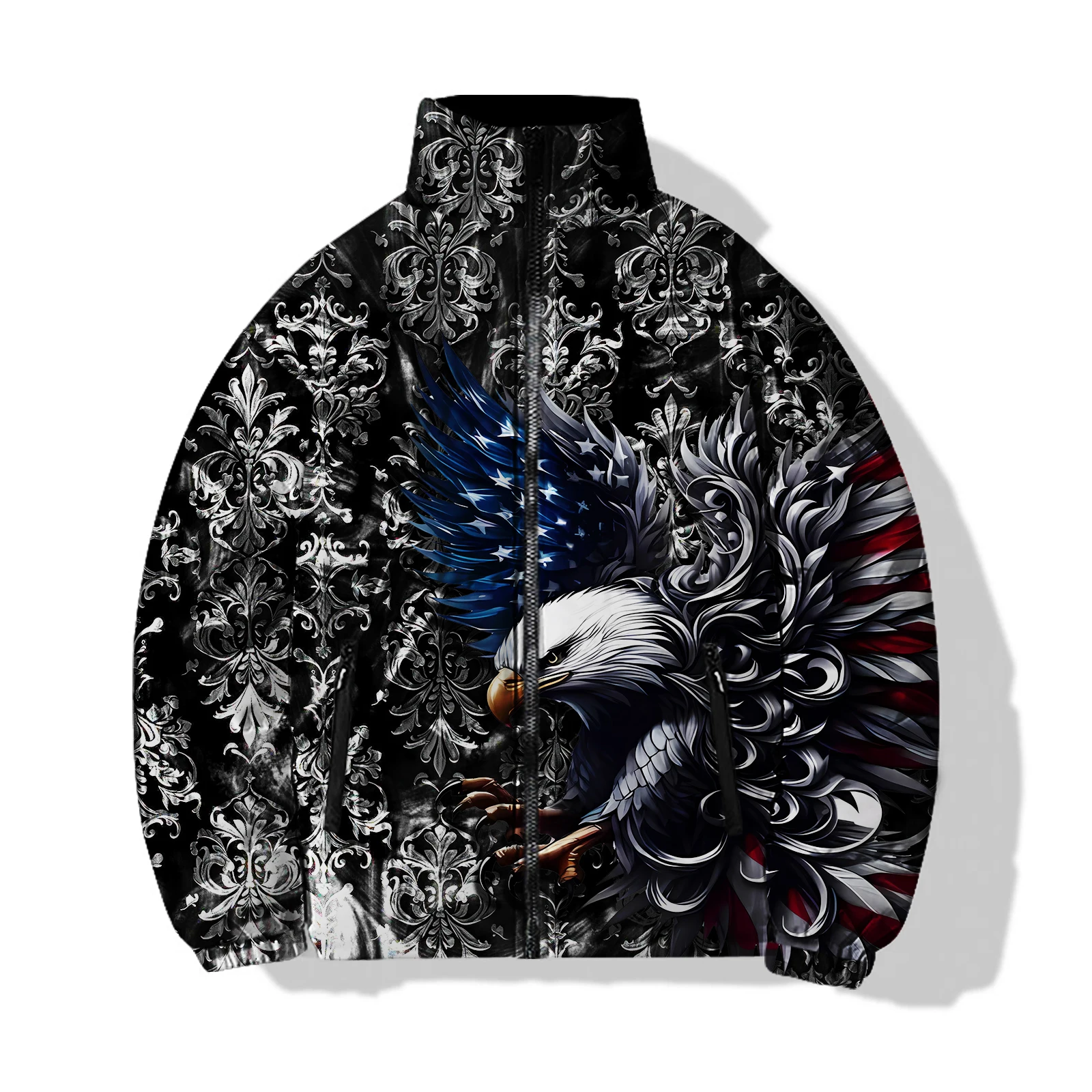 Jaqueta estampada Eagle masculina, casaco elegante, roupa versátil, confortável e quente, esporte de lazer, inverno, moda