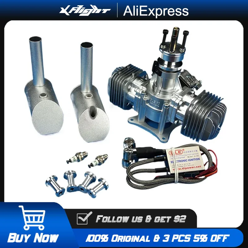 

DLE60 Twin Cylinder RC Gas Engine 60cc 2-Stroke Side Exhaust Air-Cooled Hand Start Large Scale Model Aircraft Power