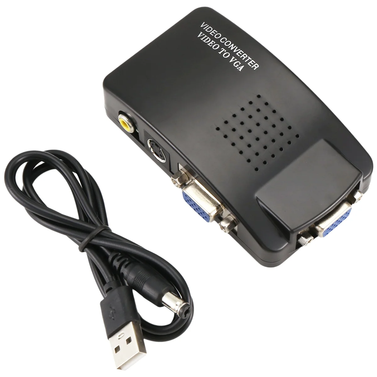 AA91 AV to VGA Adapter RCA VGA Converter PC RCA Composite S-Video AV Input to PC VGA LCD Output Converter Switch Box