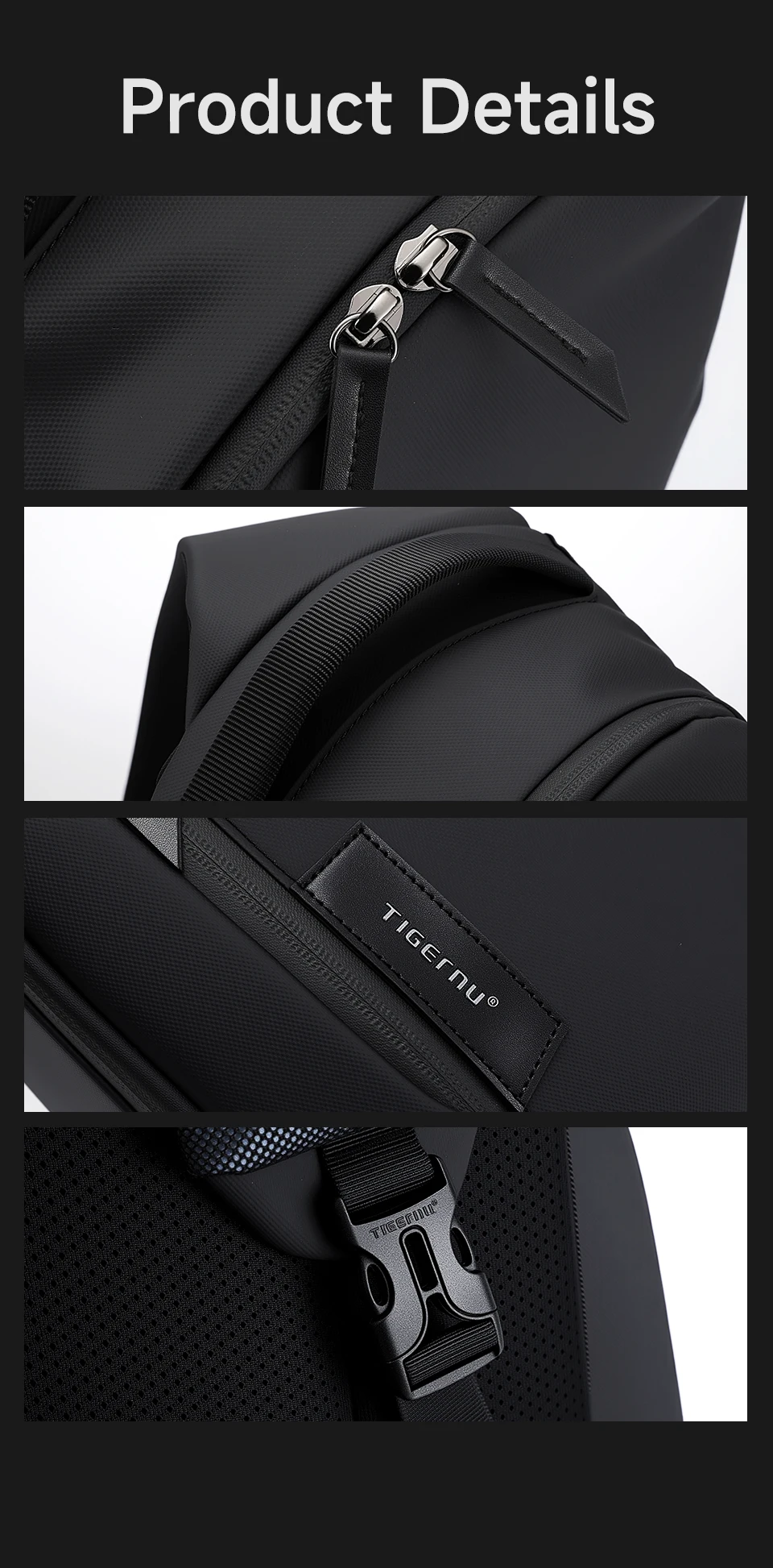 Tigernu Modische Umhängetasche für Herren, Freizeittasche für 11-Zoll-Tablets, wasserabweisende TPU-Brusttasche für Herren, Outdoor-Fahrradtasche, Seitentasche – Detail 9
