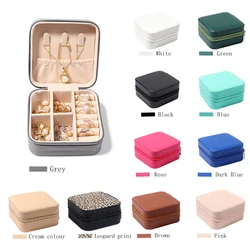 10x10x2.8cm Jewelry Storage Box PU Portable Jewelry Box Leather Storage Case Travel Organizer For Jewelry Display Necklace Ring