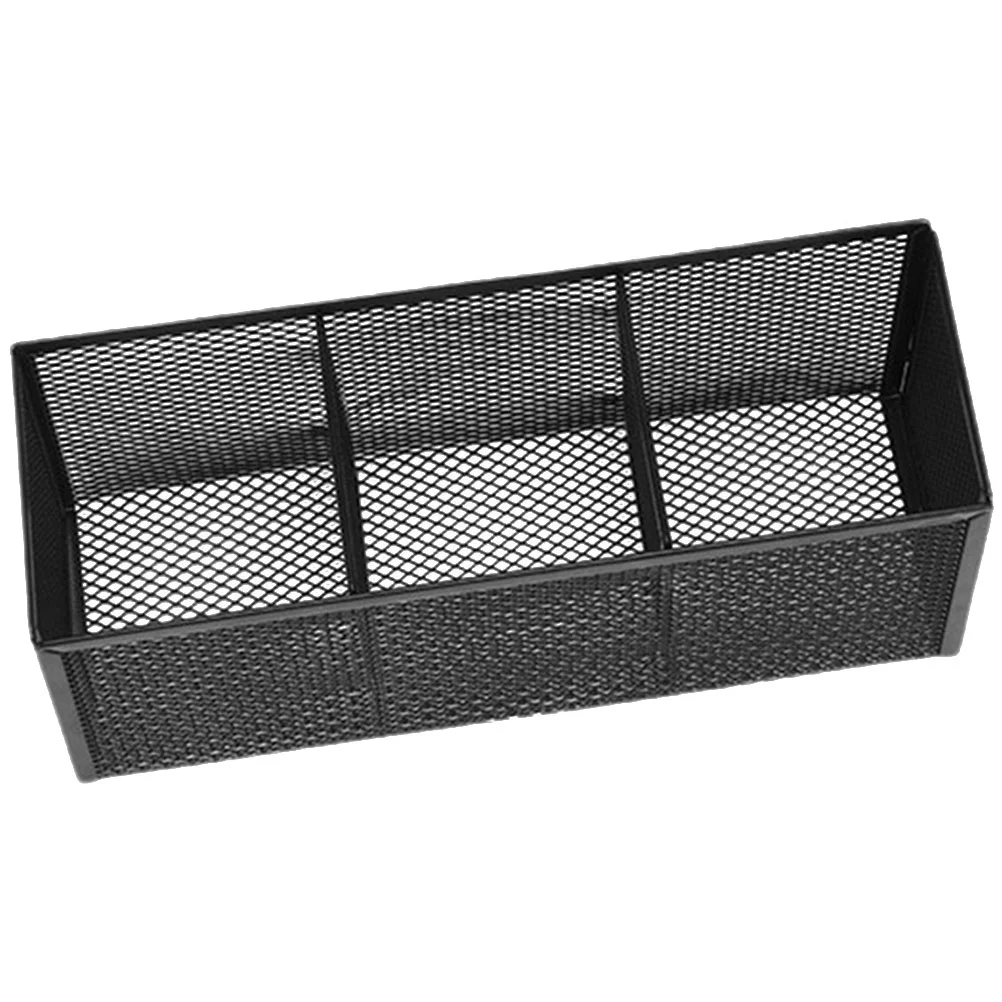 

Three Grid Storage Box Stationery Holder Mesh Pen Pencil Buckets for Classroom Metal Desk Organizer