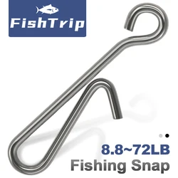 FishTrip 100Pcs Fishing Snap 8.8Lb~72Lb Clip Connector Black Stainless Steel for Saltwater and Freshwater