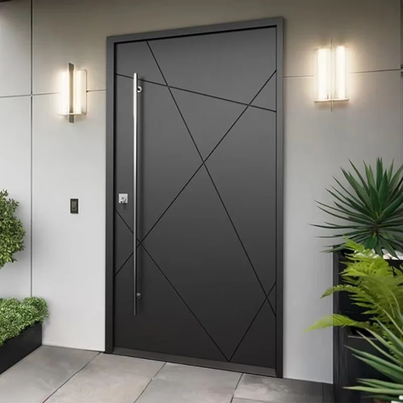 Arched Forged Security Iron Entrance Door Villa Frosted Glass Iron Entrance Door