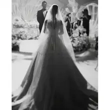 Ribbon Edge Long Tulle Wedding Veil #6