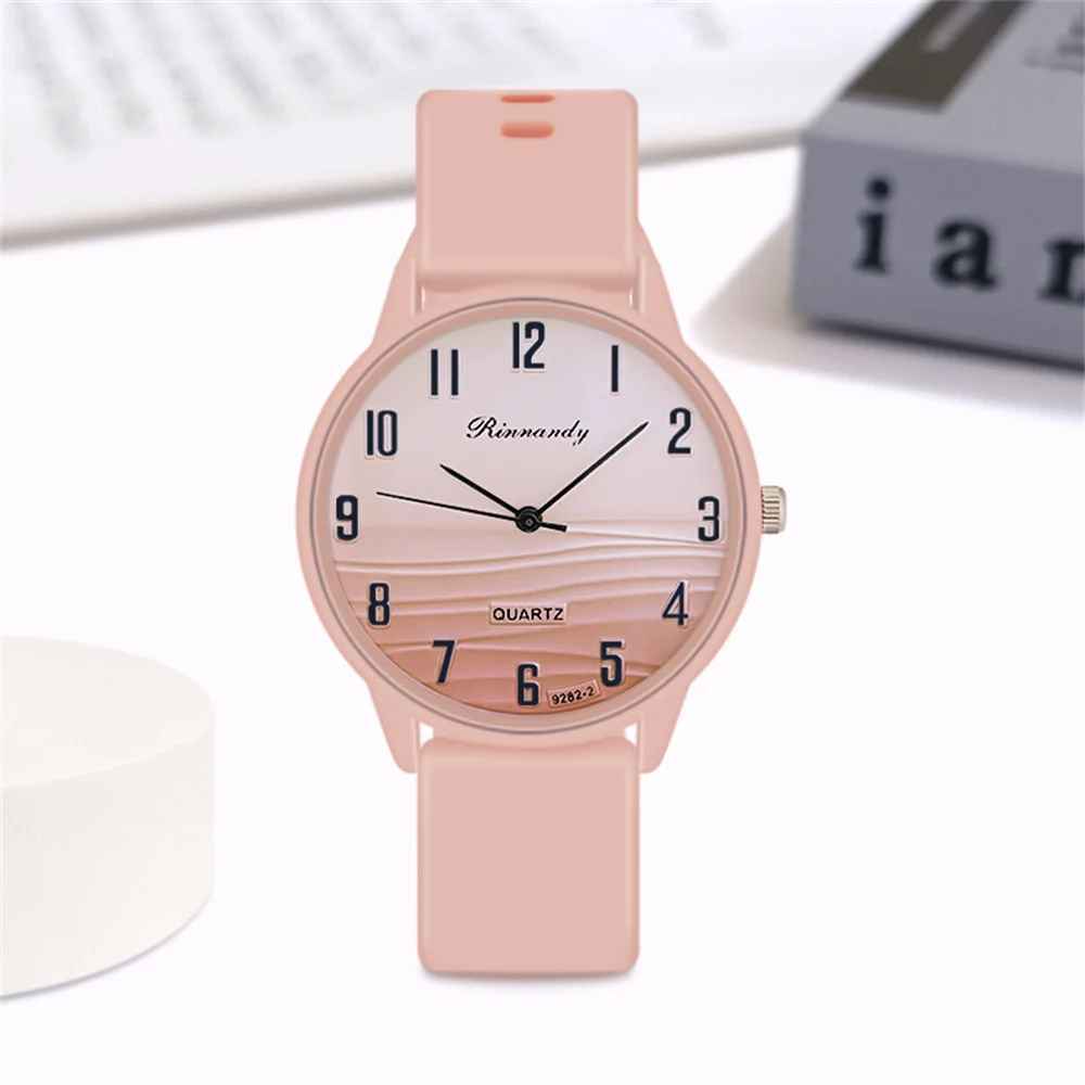 Fashion 2024 Sports Women\'s Pointer Wave Digital Design Quartz Watch Casual Grey Silicone Women Clock Gift Watches