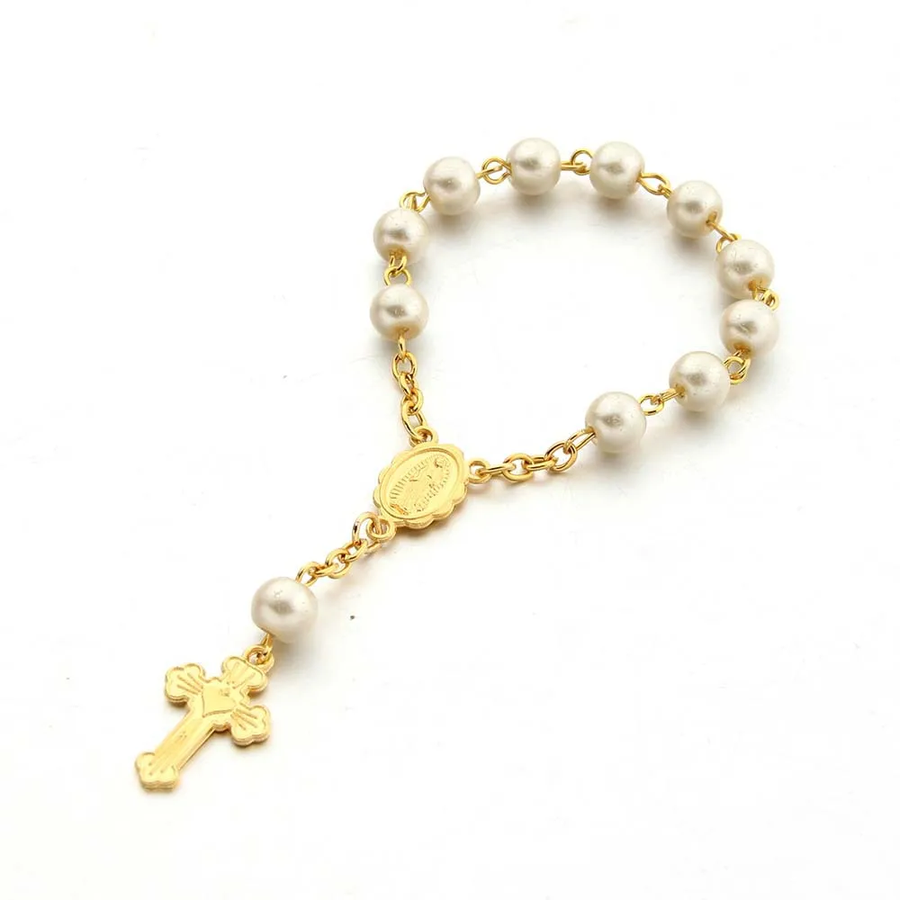 30/20/10pcs Religious Ornaments Catholic Communion Cup Gift Center Cross Rosary Bracelet Bead for Baptism Favors Christening