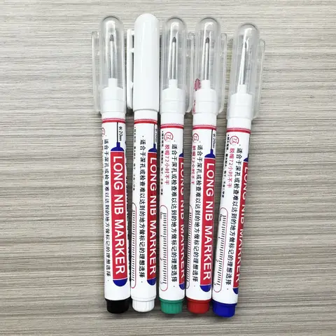 12개 딥홀 롱 헤드 마커 세트 목공, 욕실 및 장식용 방수 금속 펜 - 레드, 블루, 그린, Gree
