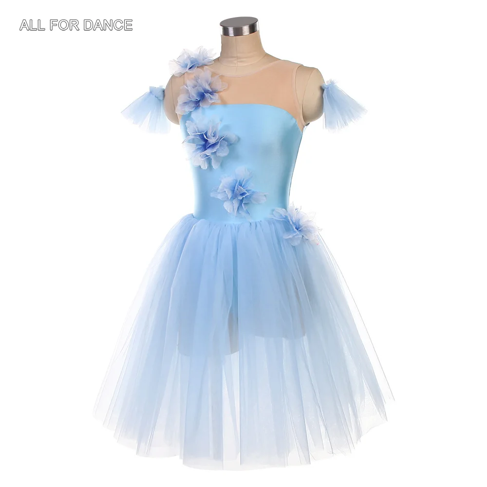 26057 Sky Blue Spandex Bodice with Layers Soft Tulle Tutu Skirt Adult Girls Romantic Ballet Costumes Stage Performance Dancewear