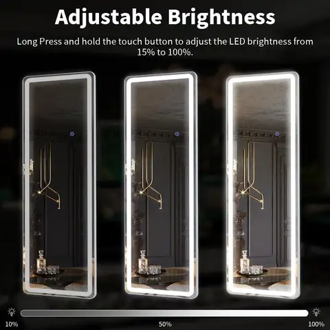 63"x20" Full Length Mirror with Lights,LED Mirror Full Length,Lighted Floor Mirror with Stand,Full Body Mirror with Dimming