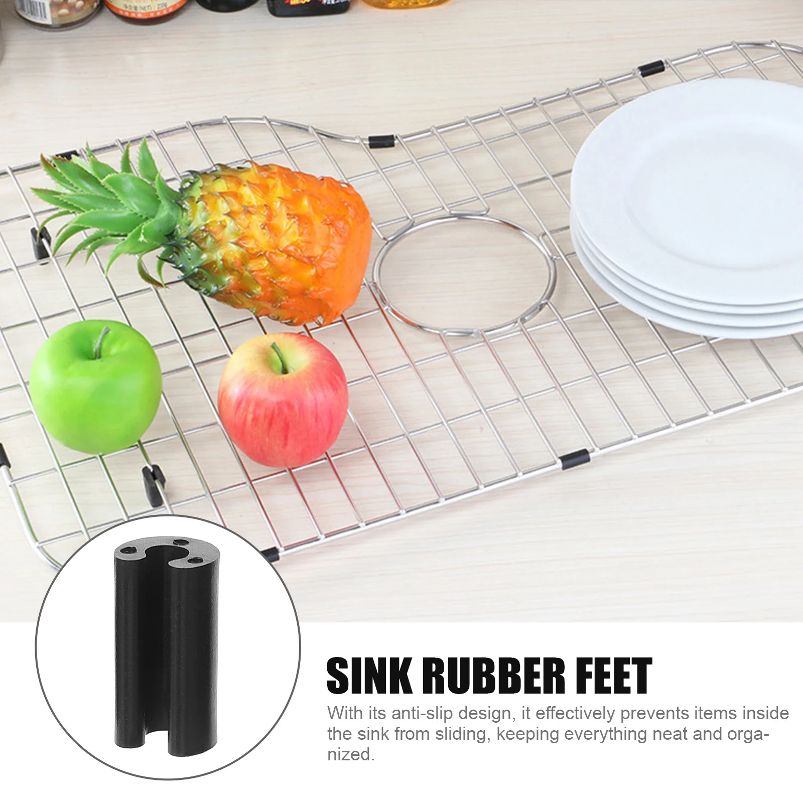 

50pcs U-Shaped Rubber Feet For Protector Non-Slip Drain Rack Bowl Pad Black Reusable Sink Replacement Feet Kitchen Sink Grid
