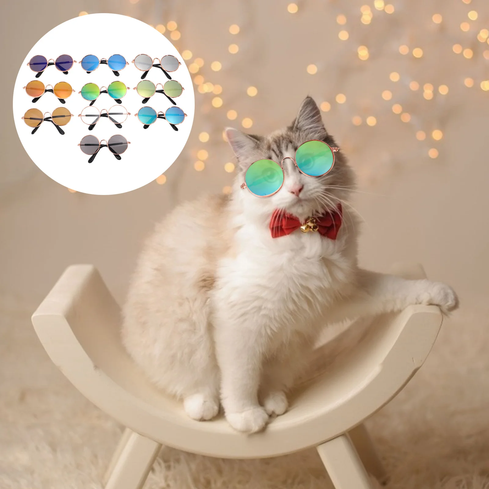 

10Pcs Pet Sunglasses Dog Puppy Cat Costume Photo Props Lightweight Indoor Outdoor Summer Breathable Eyewear Pet Sunglasses