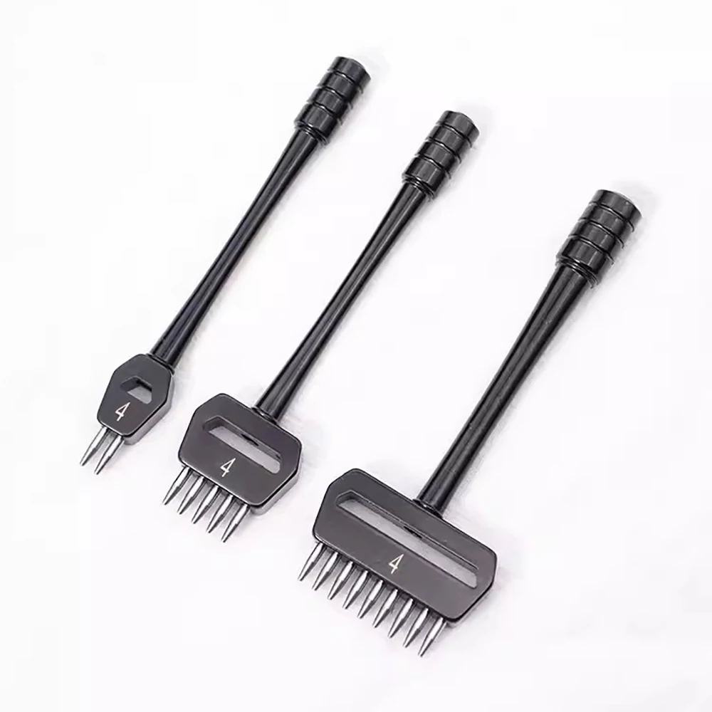 Multi-Purpose Leather Pricking Irons Tooth 2T+5T+10T Set Replaceable DIY Handmade Leathercraft Punch Chisel Punching Tools