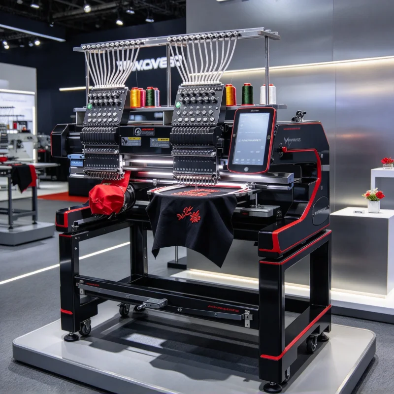 Double Head Commercial Computer Embroidery Machine 15 Color High Speed 1200 Spm Hat T-shirt Embroidery Machine