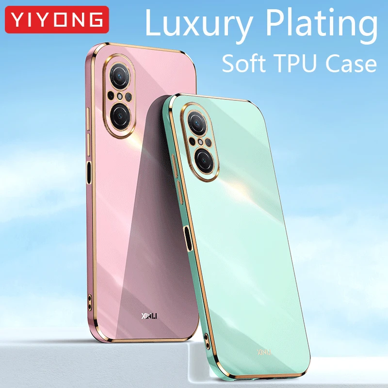 Nova9 SE Case YIYONG Plating Silicone TPU Ring Holder Cover For Huawei Nova 9 SE 9SE 8 8i Y60 Y70 Y90 Nova8 Nova8i Phone Cases