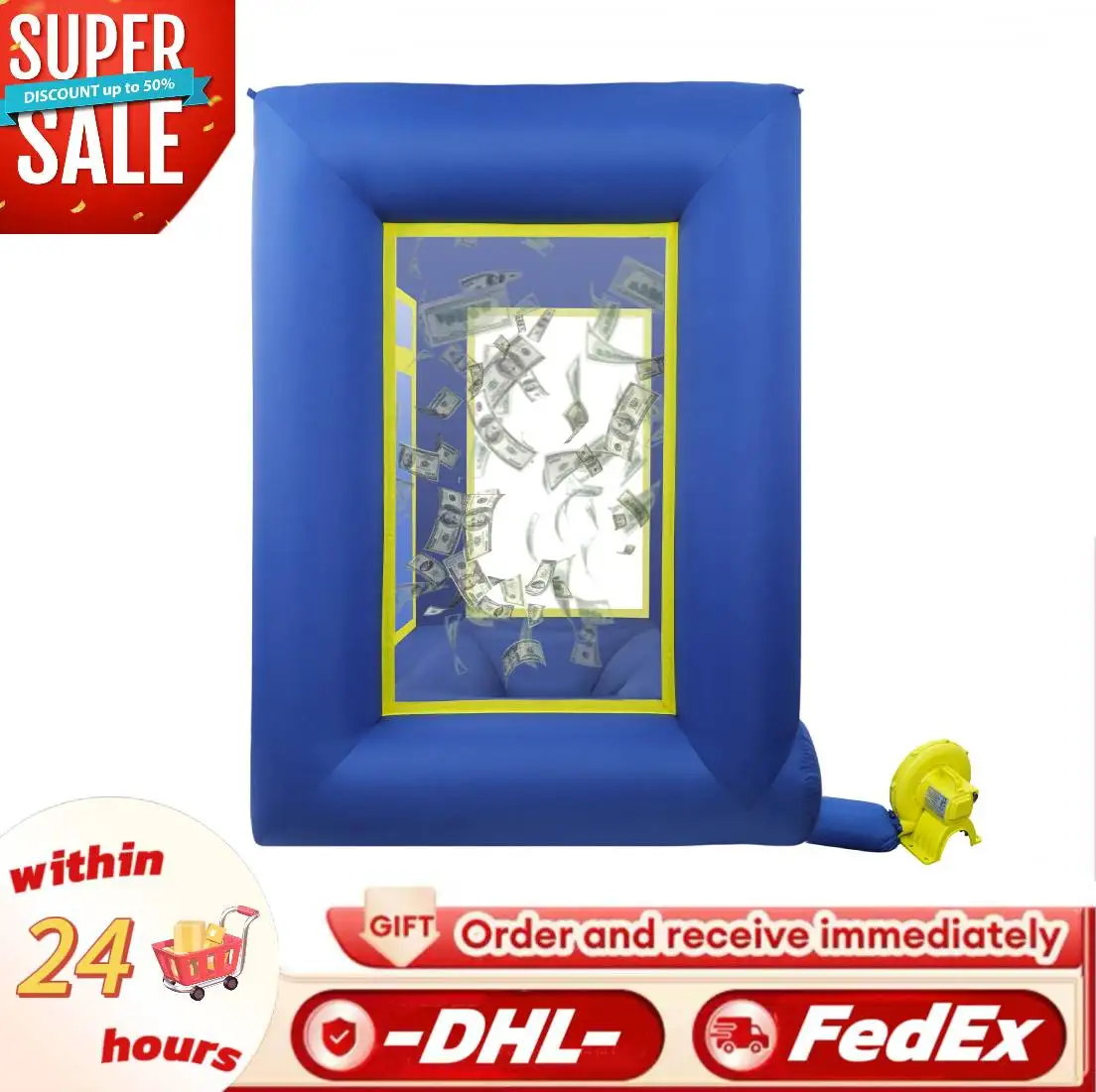 

Надувные денежные машины, будка, машины для захвата наличных денег для рекламы (без воздуходувки)