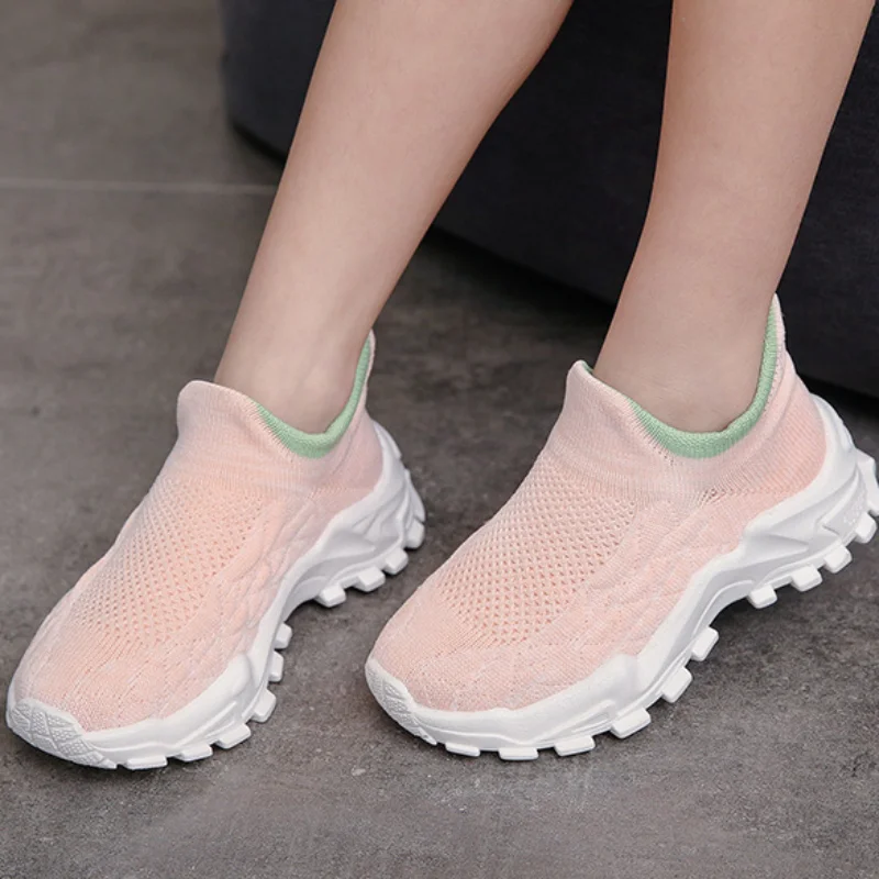 

Kids Sneaker for Girls Boys Mesh Breathable Casual Shoes Soft Bottom Anti-slip Knitted Sock Shoes Children Sports Running Shoes