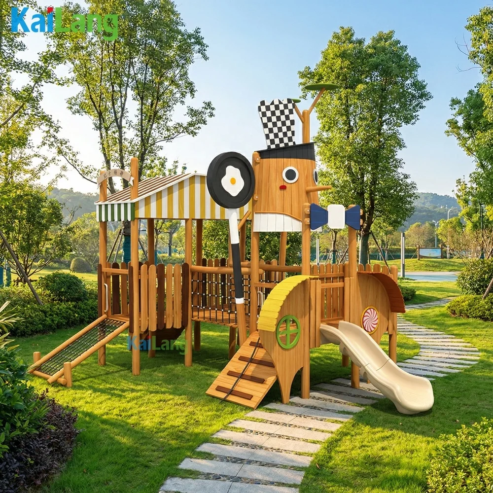 Custom Wooden Slide Set Pinocchio Exterior Amusement Park Outdoor Sports Equipment Children's Sports Entertainment Playground