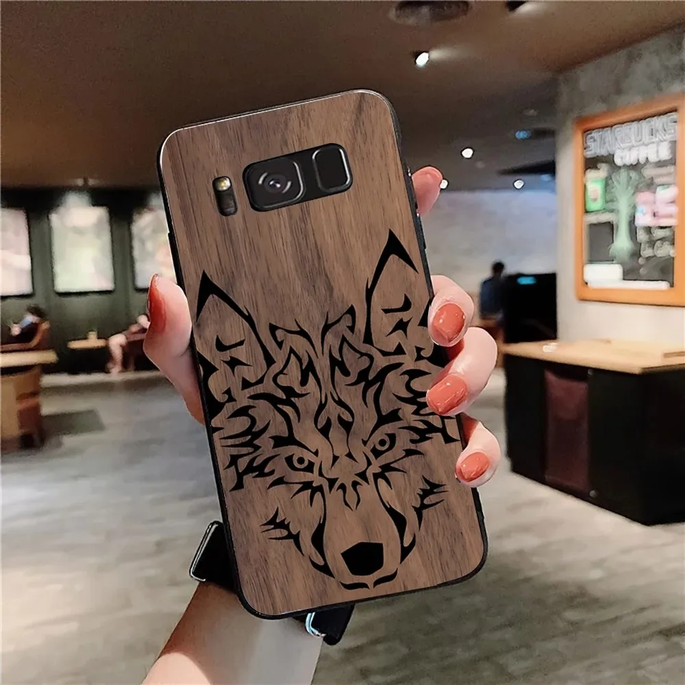 Wooden Phone Case For Samsung Galaxy A52 A12 A51 S21 Edge S22ULTRA S23 S20LITE Plus Ultra Black Cover