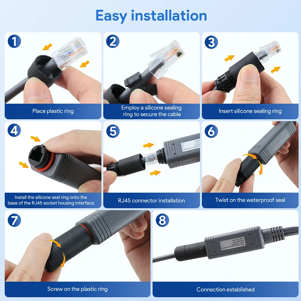مقسم سلك الطاقة المقاوم للماء IP68 لـ Starlink Mini يتميز بتقنية POE لنقل الطاقة والبيانات