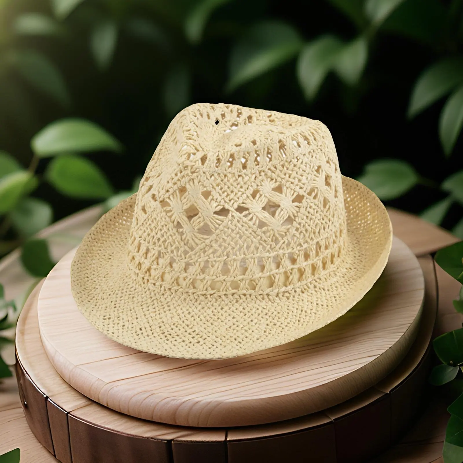Small Brim Sun Protection Straw Hat for Men Women, Breathable Outdoor Cowboy Hat, Factory Wholesale Low Price Cross Border
