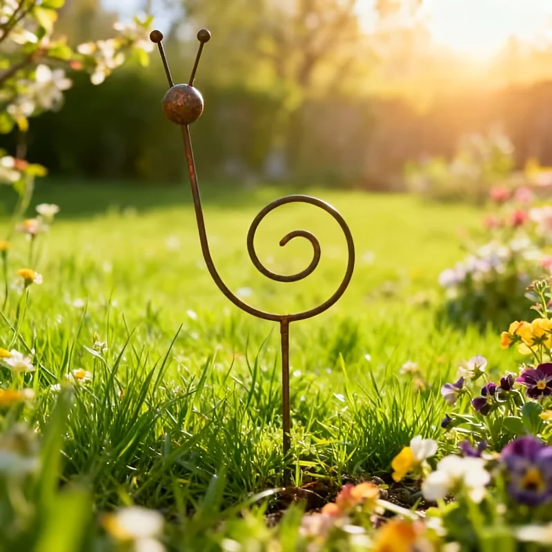 Rustic Metal Snail Garden Stake Rustproof Plant Support Yard Art Ornament for Flower Bed Decor - view 5