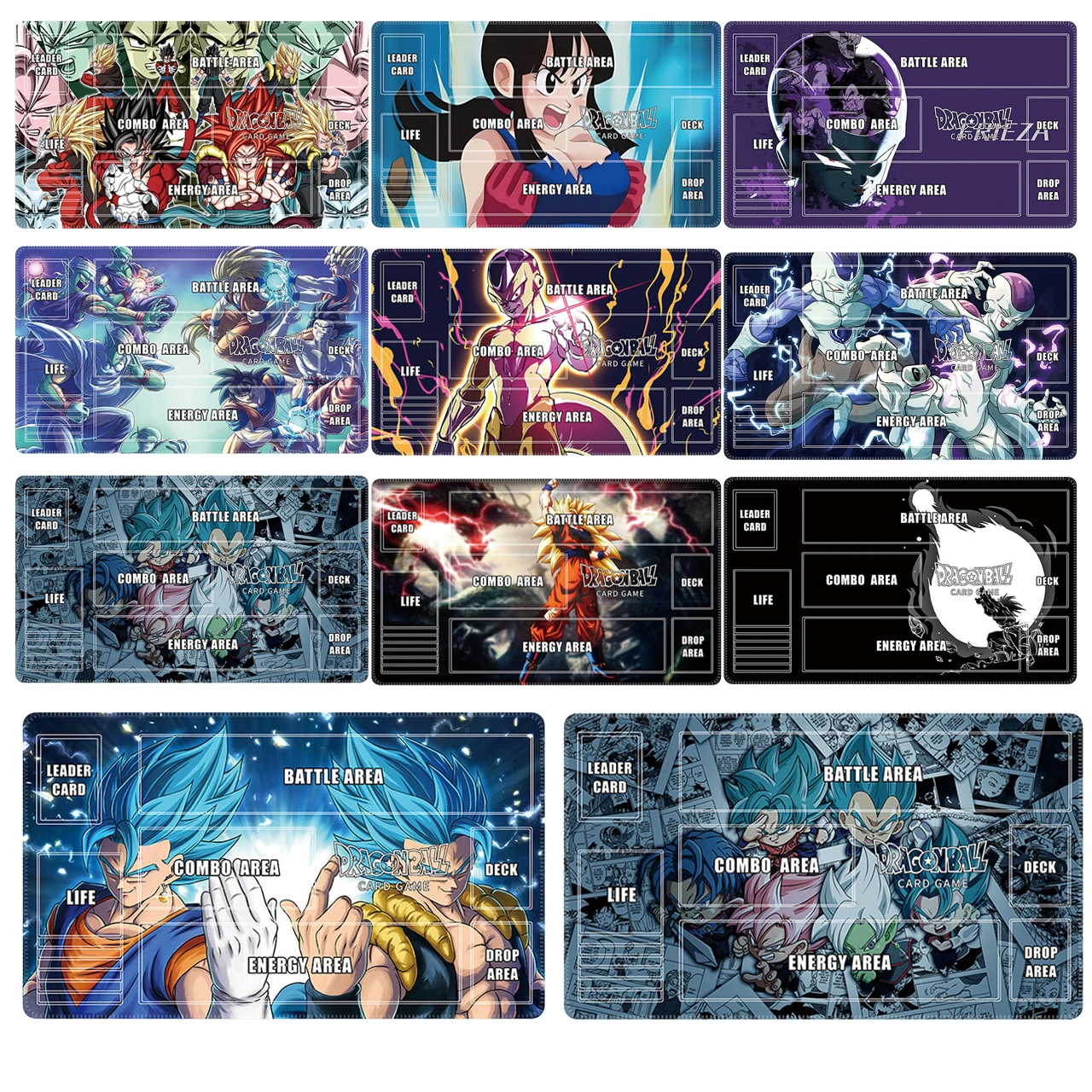 26 Models Dragon Ball Trading Card Playmat Son Goku Vegeta Chi-Chi 2mm Stiched Edge Solo Battle Rubber Tabletop Game Card Mat