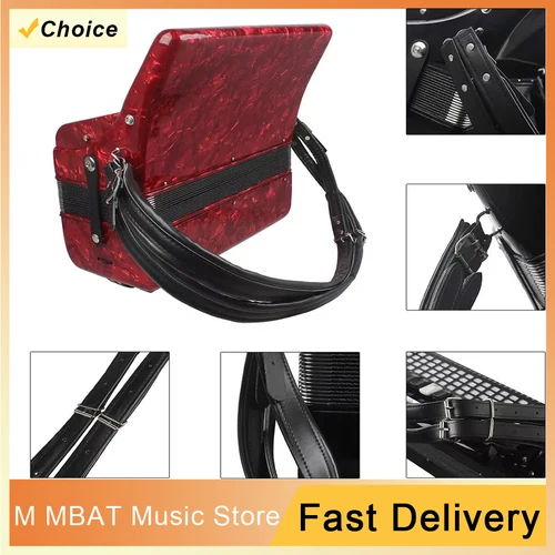 Imagen 1 del producto M MBAT Un par de correas de hombro ajustables de acordeón de cuero sintético para acordeones de bajos 16-120