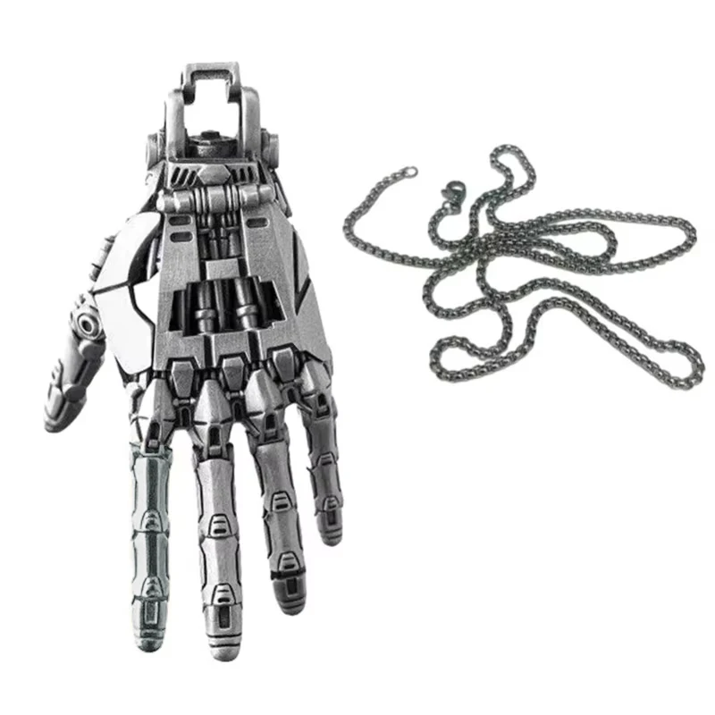 Pendentif Main Mécanique Robotique Avec Doigts Mobiles - Collier Steampunk Halloween
