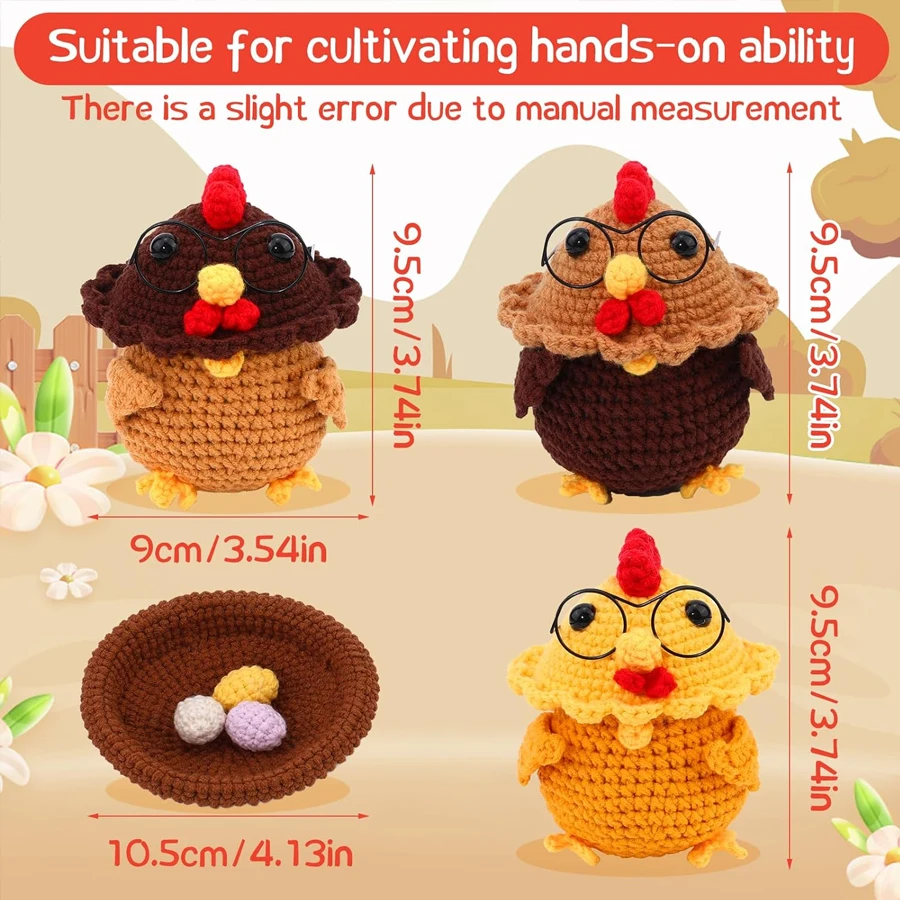 Cute Animals Crochet Hook Kits Starter Kit with Step-by-Step Video Tutorials Knitting Supplies for Adults Beginner