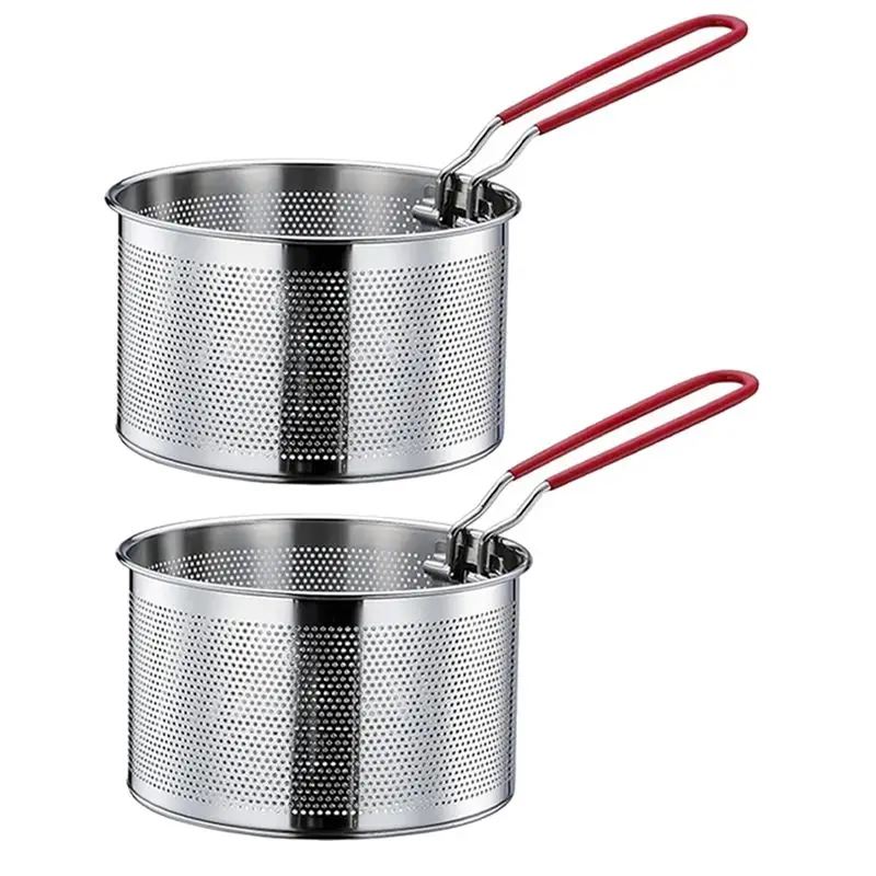

2026 New Frying Basket Stainless Steel Pasta Basket Long Handle Basket Round Food Filter Basket Kitchen Utensilsdiameterabout16c