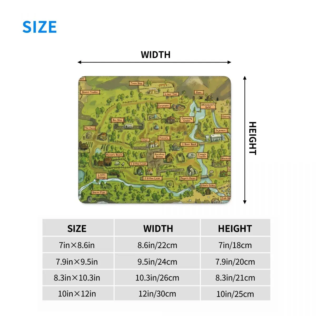 Almofadas de teclado de borracha do mapa Stardew Valley