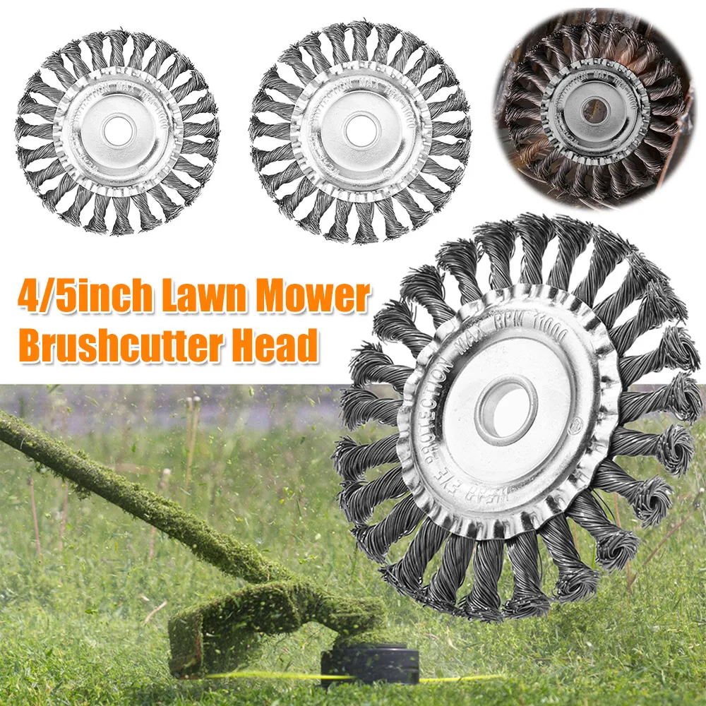 4/5inch Power Knot Wheel Brush Grass Trimmer Disc Cleaning Polishing Built-In Fixing Plate Garden Power Tool Accessories