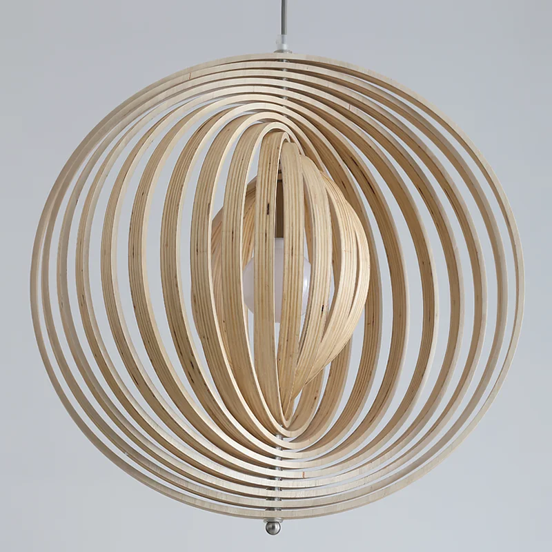 

Rotating Moon Pendant Light Nordic Circular Wood Light Fixtures Home Decor Dining Table Light Bedroom Bar Corridor Hanging Lamp