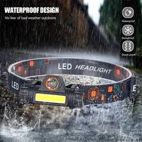 Super Bright LED Headlamp Rechargeable Waterproof Flashlight With XPE COB Beads And Tail Magnet Dual Light Sources Work Light