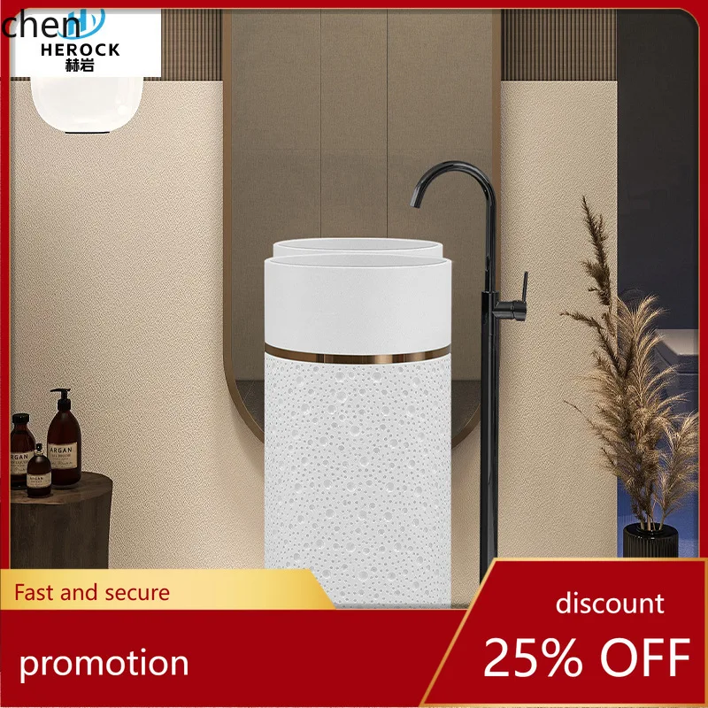 

HT Home Decoration Artistic Standing Basin Bubble Wabi-Sabi Cream Style Floor-Standing Integrated Wabi-Sabi Style