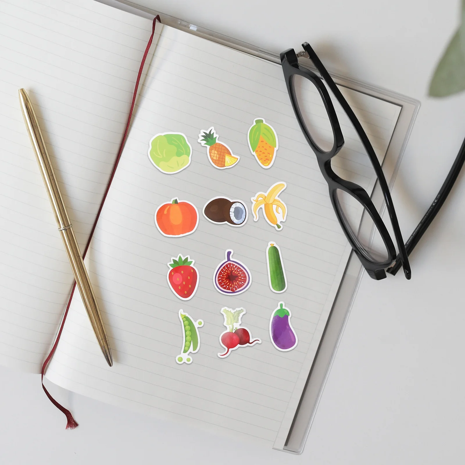 

50pcs Cartoon Fruit Vegetable For Educational Doodling Creative Safe Material Pack For Paper Books Laptop Window Water